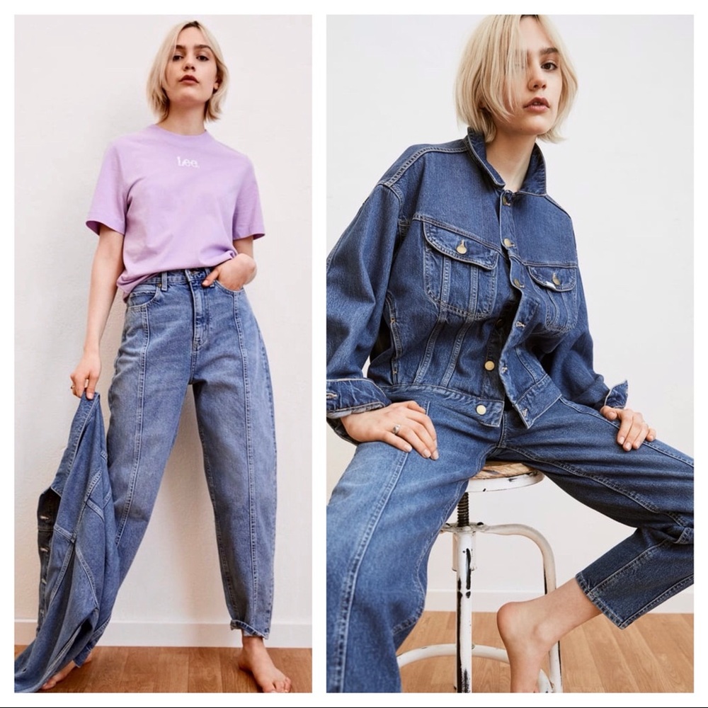 Lee x H&M High Rise Seamed Baggy 90s Style Tapered Jeans